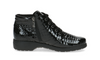 Caprice - Black Croc Lace Up Ankle Boot Black