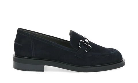 Caprice - Suede Silver Chain Loafers Navy