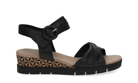 Caprice - Mulan Wedge Leather Sandal Black